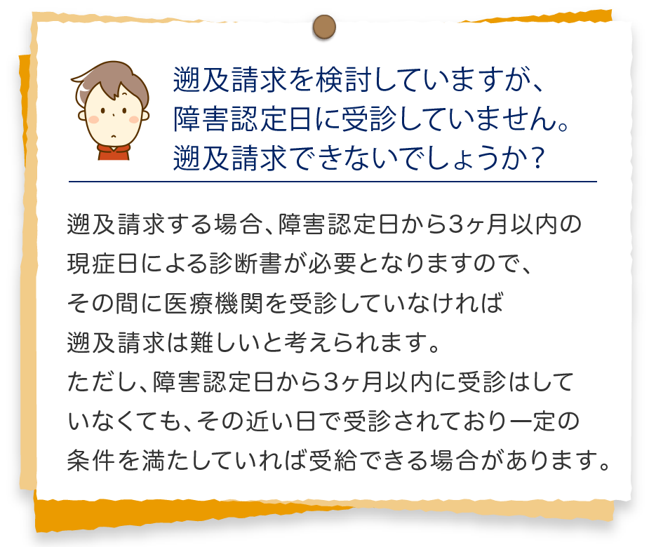 遡及請求を検討していますが、障害認定日に受診していません。