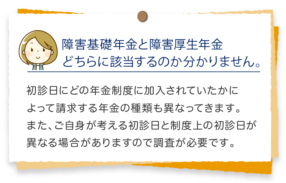 障害基礎年金と障害厚生年金どちらに該当するのかわかりません