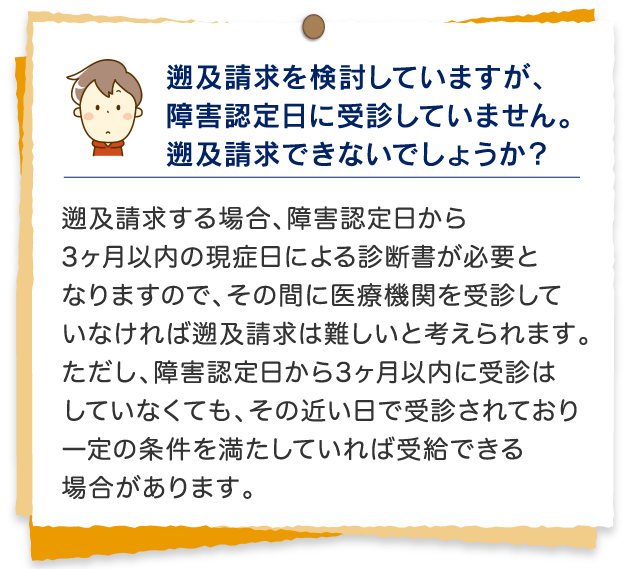 遡及請求を検討していますが、障害認定日に受診していません。